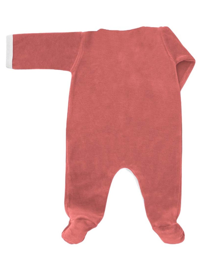 Pyjama velours - 100% coton biologique - 1 à 6 mois Rose framboise - Kiabi