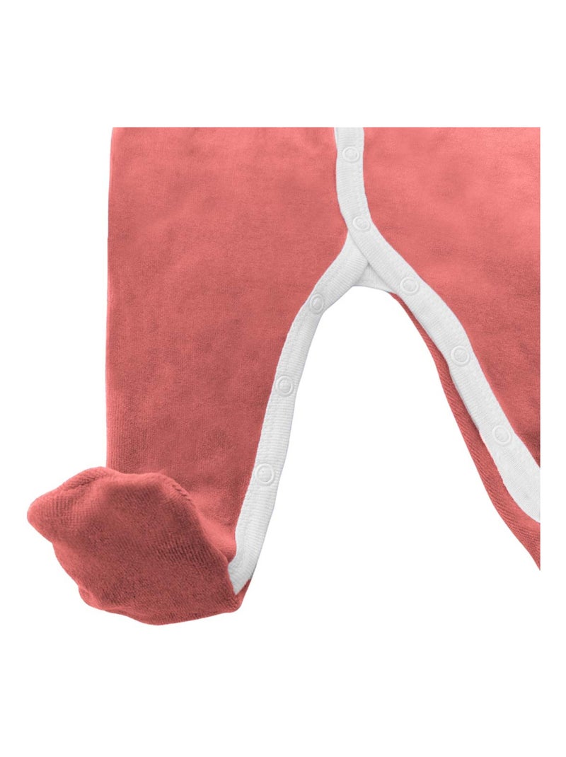 Pyjama velours - 100% coton biologique - 1 à 6 mois Rose framboise - Kiabi