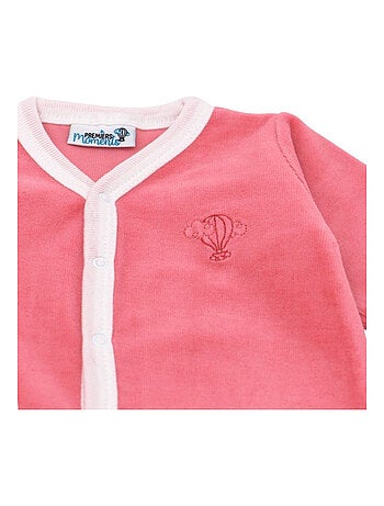Pyjama velours - 100% coton biologique - 1 à 6 mois