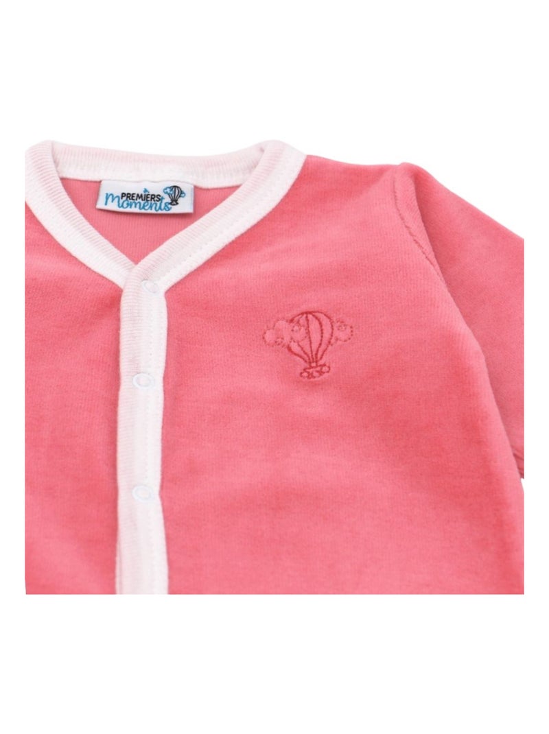 Pyjama velours - 100% coton biologique - 1 à 6 mois Rouge - Kiabi