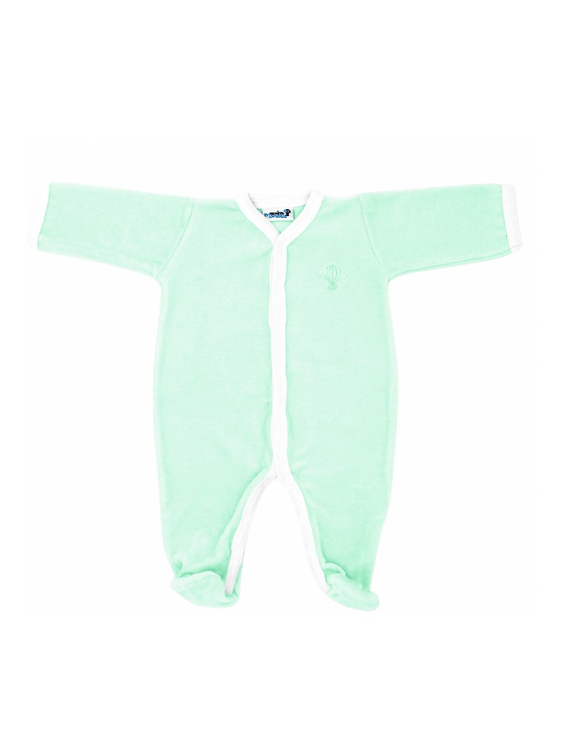 Pyjama velours - 100% coton biologique - 1 à 6 mois Vert d'eau - Kiabi
