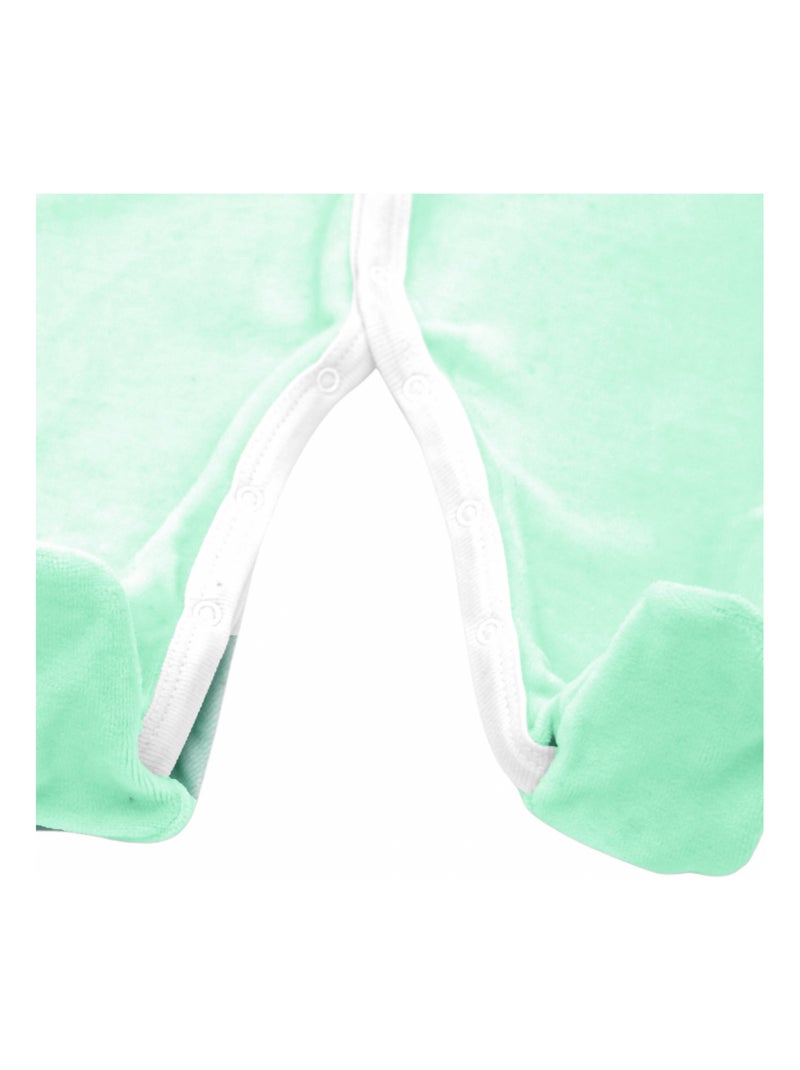 Pyjama velours - 100% coton biologique - 1 à 6 mois Vert d'eau - Kiabi