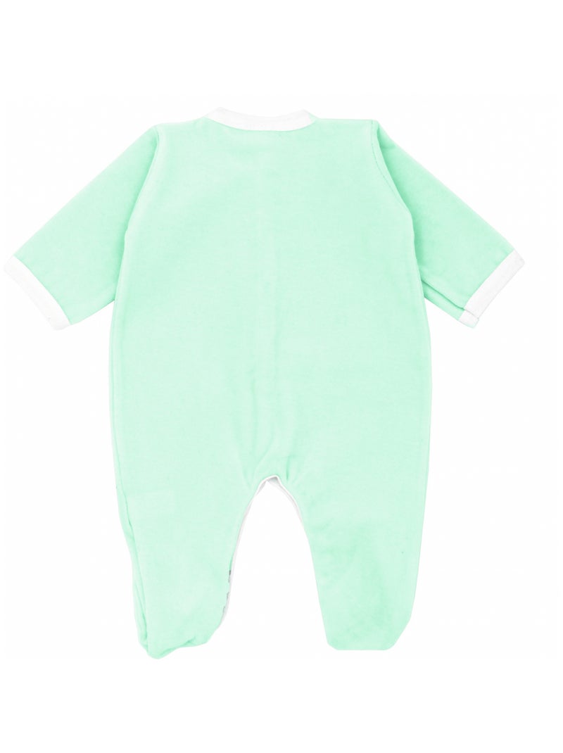 Pyjama velours - 100% coton biologique - 1 à 6 mois Vert d'eau - Kiabi