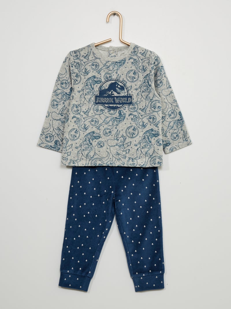 Pyjama velours 2 pièces 'Jurassic World' Gris/bleu - Kiabi