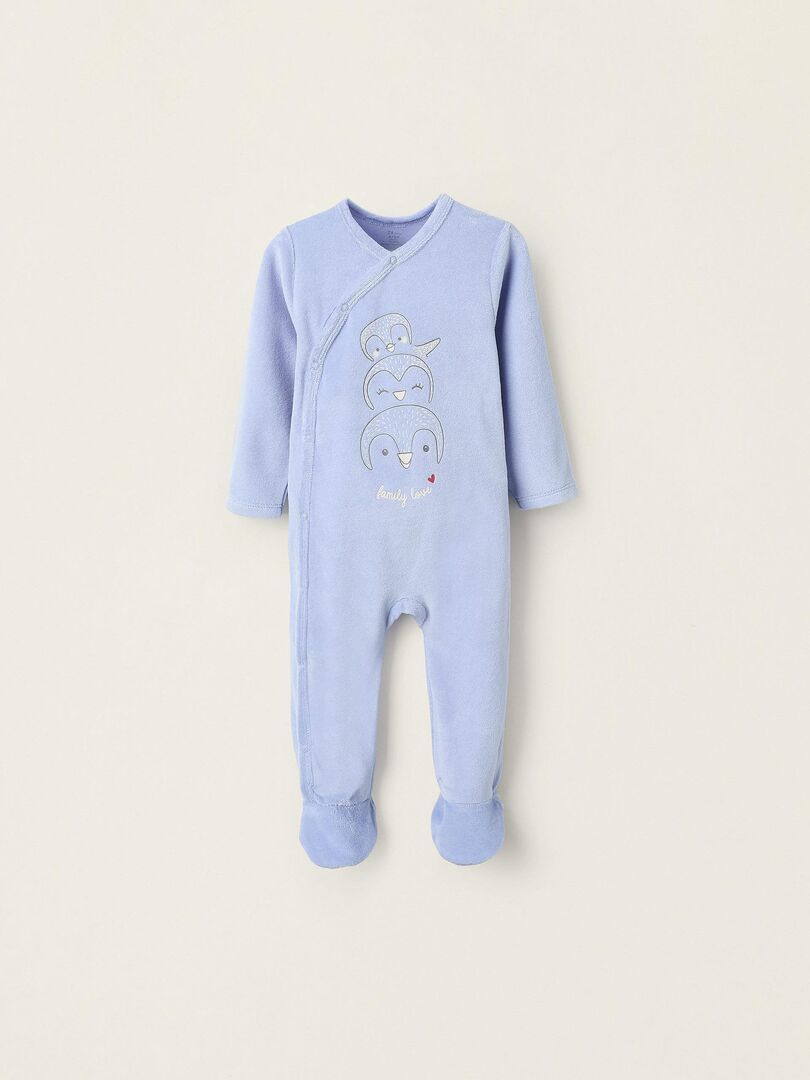 Pyjama velours, à motifs FAMILY LOVE Bleu clair - Kiabi