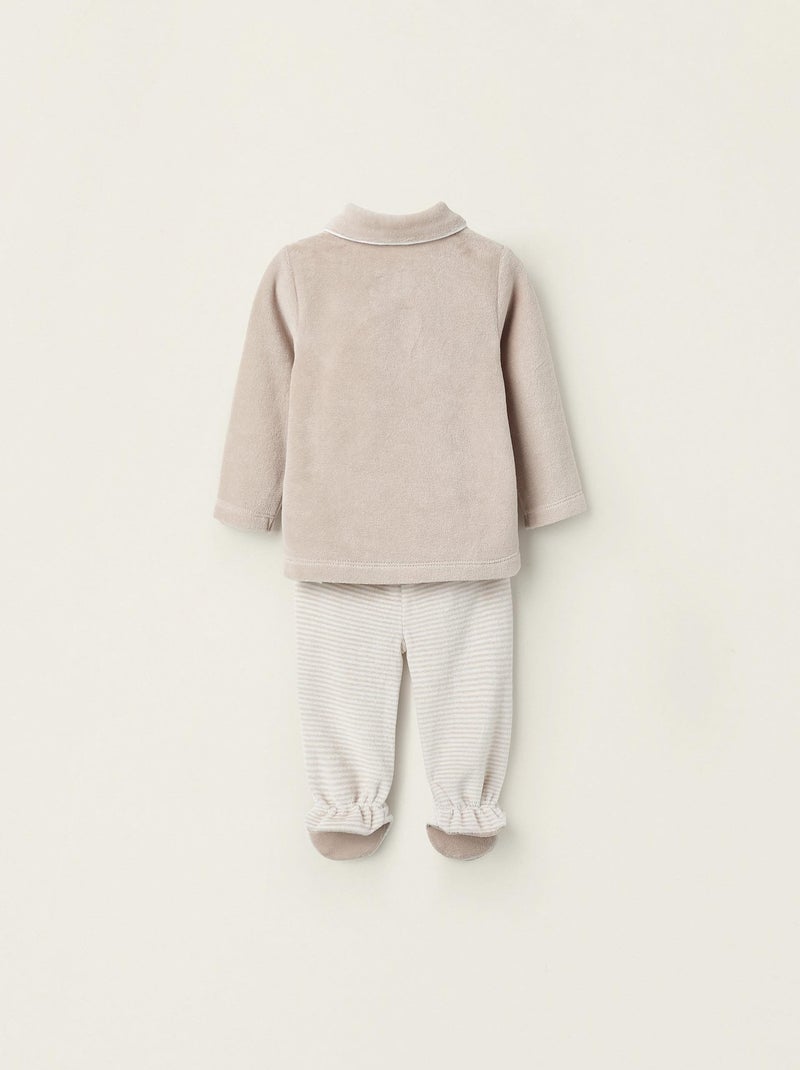 Pyjama velours, avec broderies/rayures Cute Forest Gris clair - Kiabi