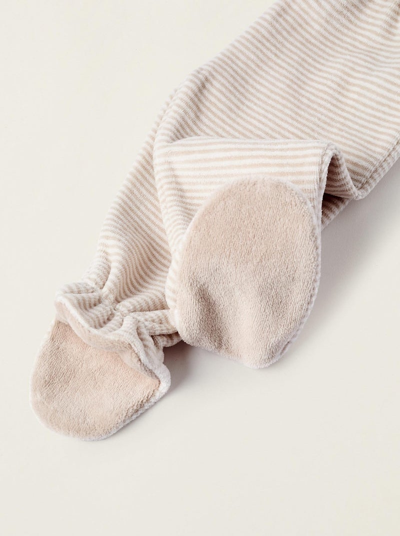 Pyjama velours, avec broderies/rayures Cute Forest Gris clair - Kiabi