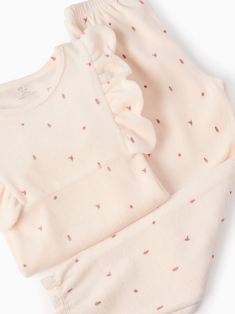 Pyjama velours, avec volants SCRAPBOOKING Rose - Kiabi