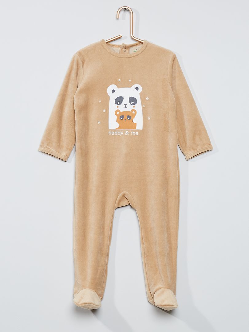Pyjama velours beige panda - Kiabi
