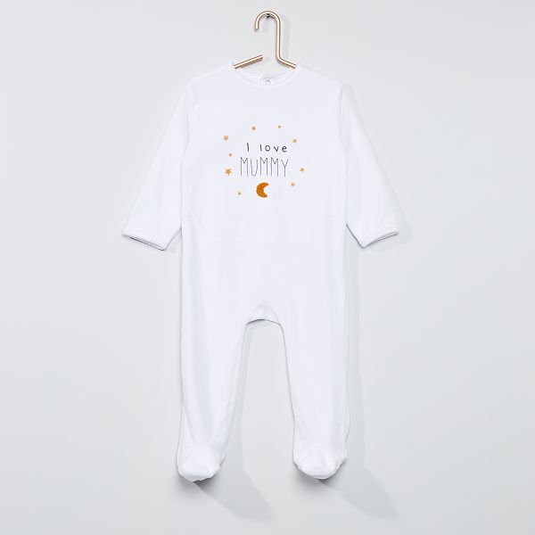 Pyjama Velours Bebe Garcon Blanc Mummy Kiabi 10 00