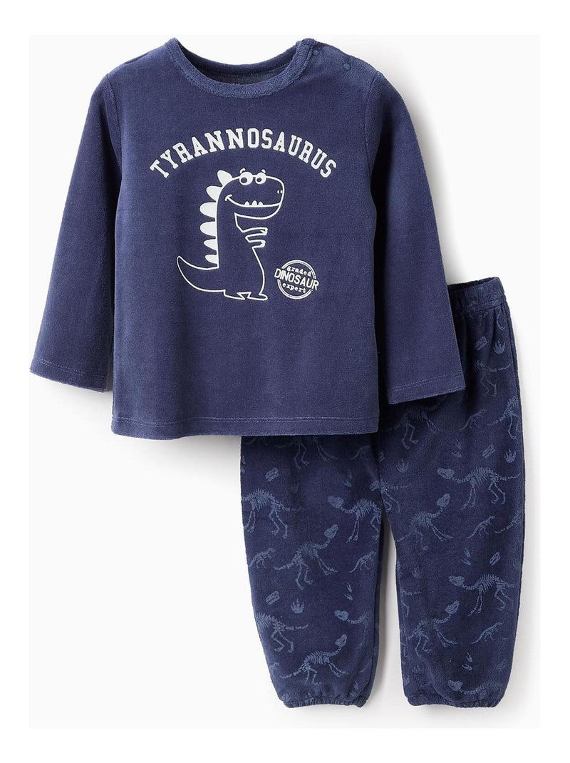 Pyjama velours, brille dans l'obscurité DINO UNIVERSITY Bleu - Kiabi