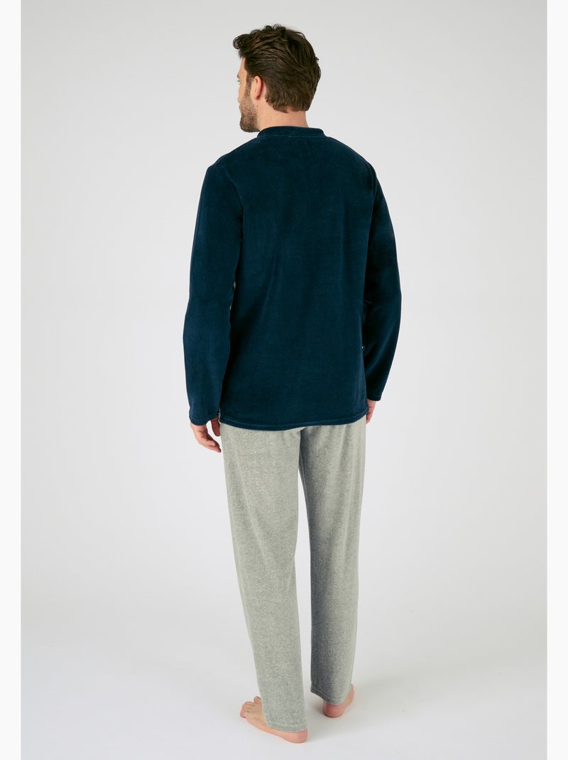 Pyjama velours coton mélangé - damart Gris chiné - Kiabi