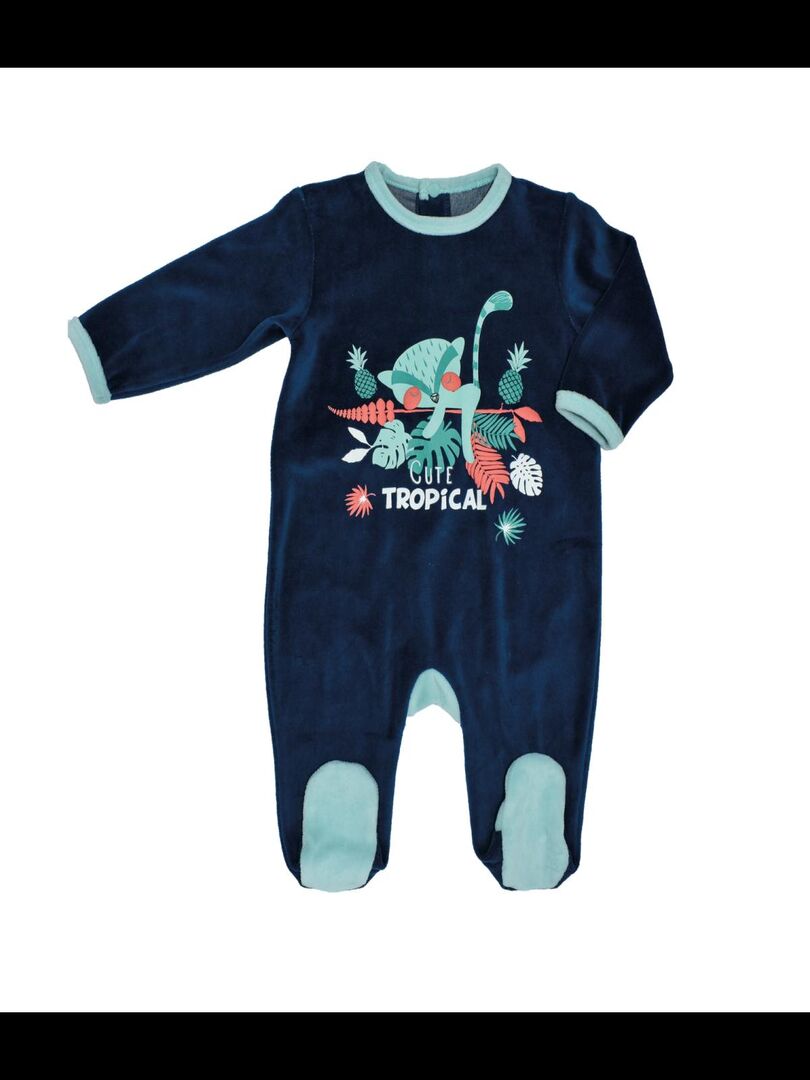 Pyjama Velours 'cute Tropical''doo&bo' bleu foncé - Kiabi