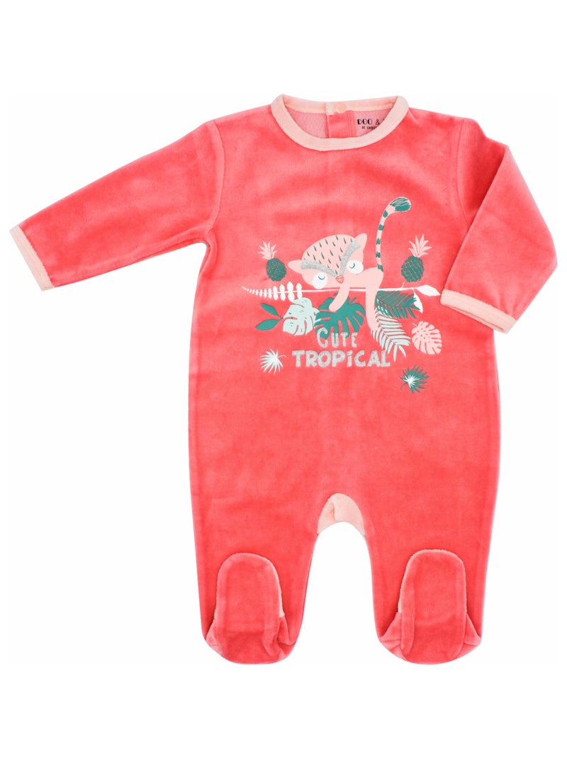Pyjama Velours 'cute Tropical''doo&bo' Rose - Kiabi