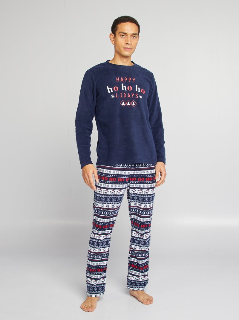 Pyjama velours de Noël Bleu marine - Kiabi