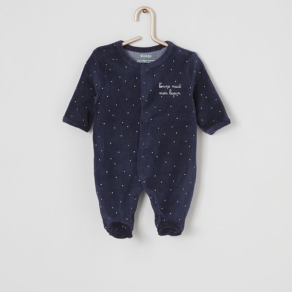 Pyjama Velours Eco Concu Bebe Fille Bleu Etoiles Kiabi 8 00