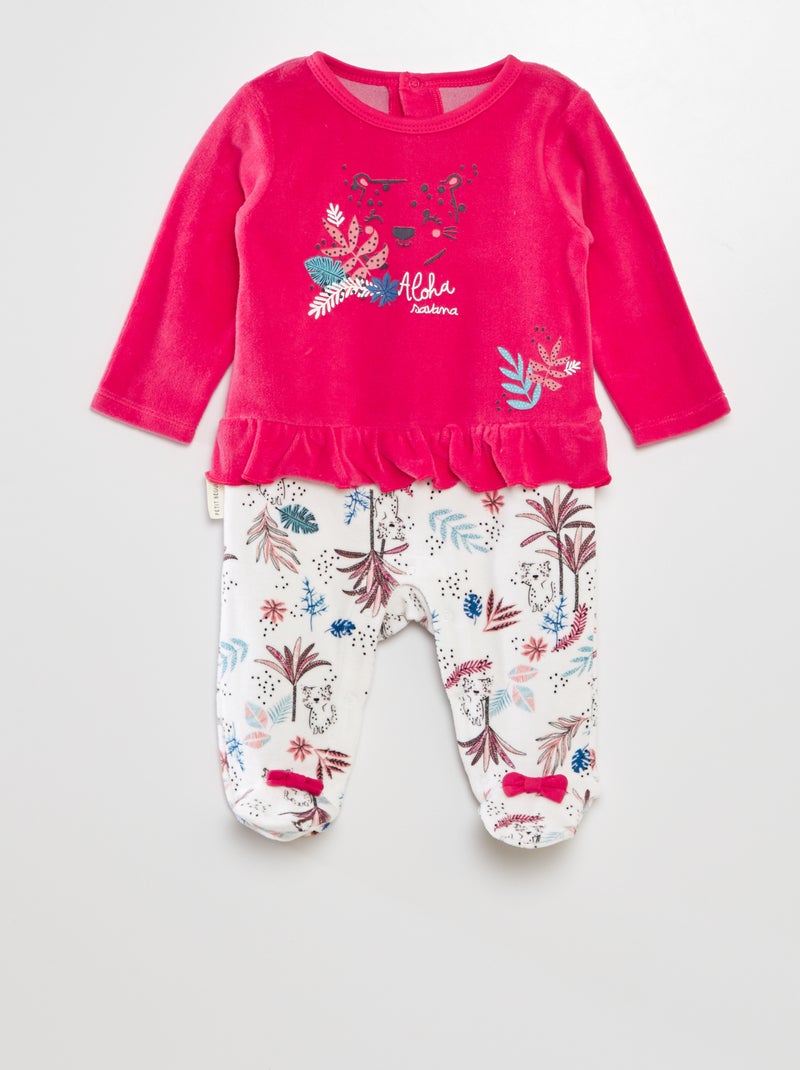 Pyjama velours effet 2 en 1 'Petit Béguin' Rose - Kiabi