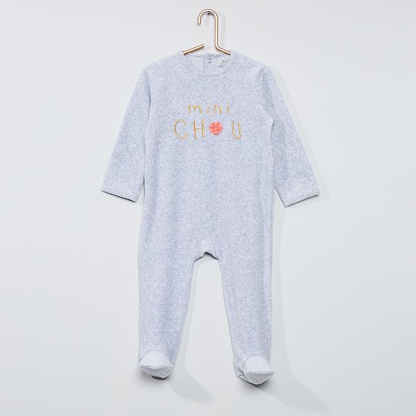 Pyjama Velours Bebe Fille Gris Chine Chou Kiabi 10 00