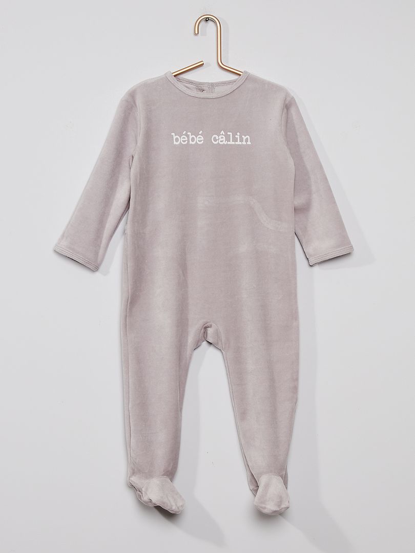 Pyjama velours gris/calin - Kiabi