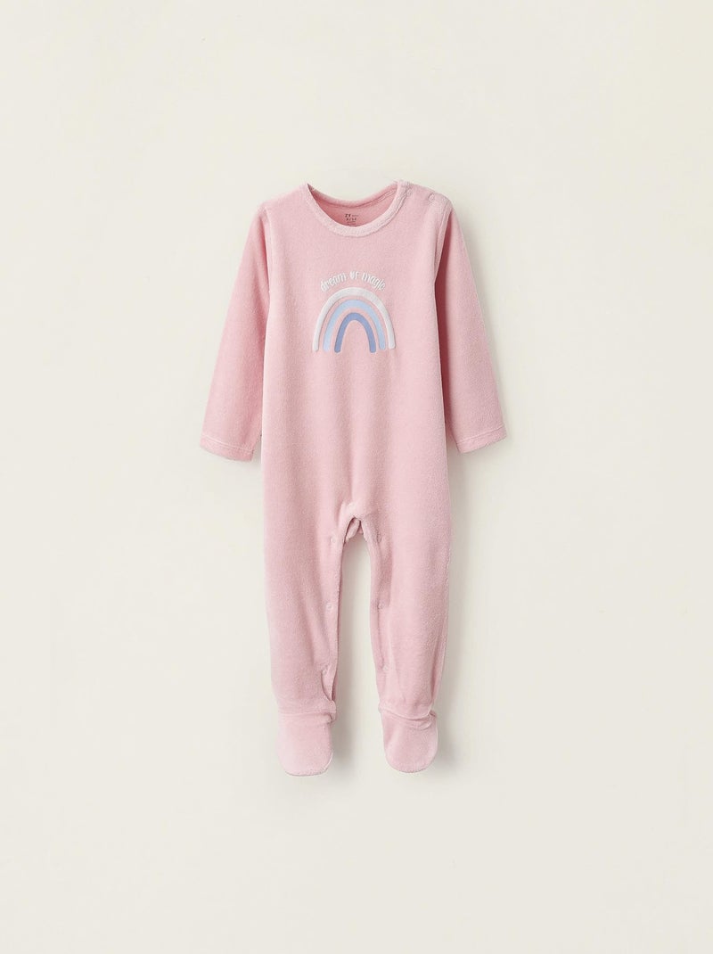 Pyjama velours, impression gaufrée SCRAPBOOKING Rose clair - Kiabi