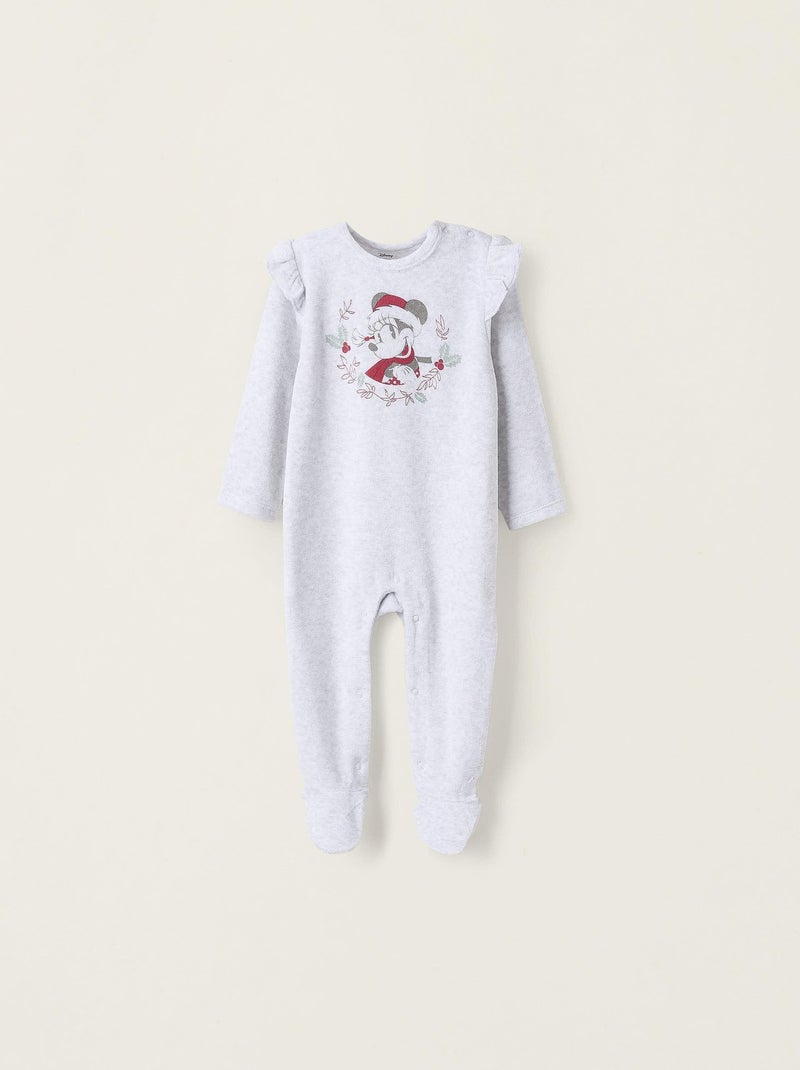 Pyjama velours, imprimé Mickey de Noël MINNIE Gris clair - Kiabi