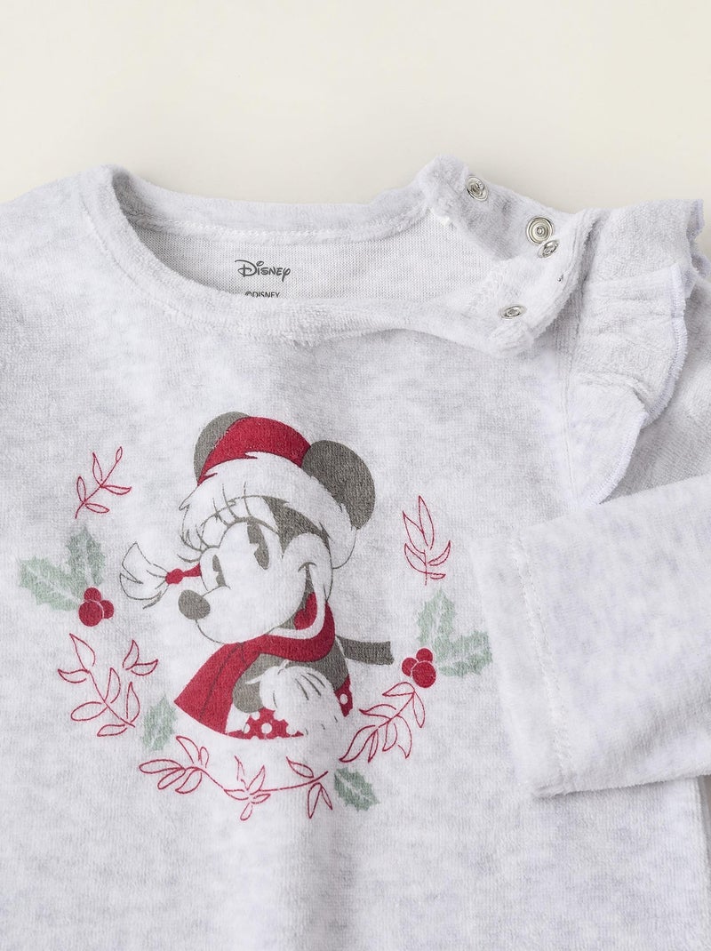 Pyjama velours, imprimé Mickey de Noël MINNIE Gris clair - Kiabi
