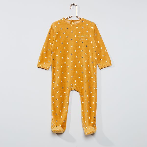 Pyjama Velours Bebe Fille Jaune Curry Fleurs Kiabi 10 00