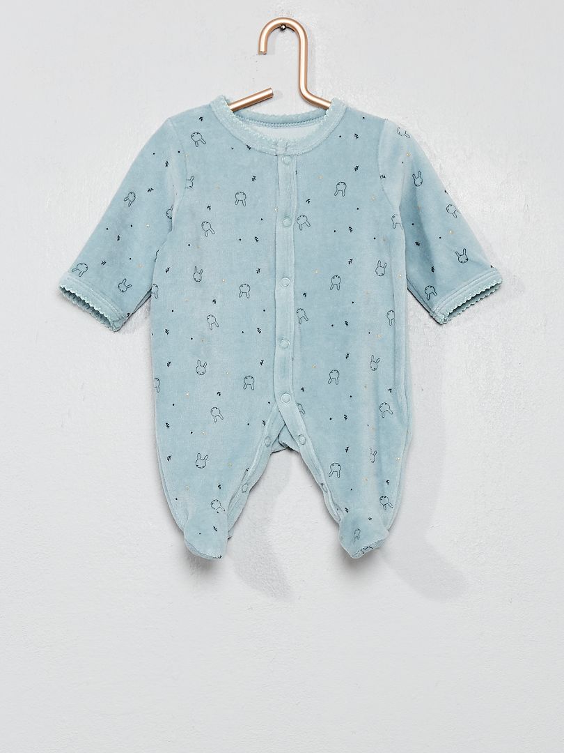 Pyjama velours 'lapin' bleu - Kiabi