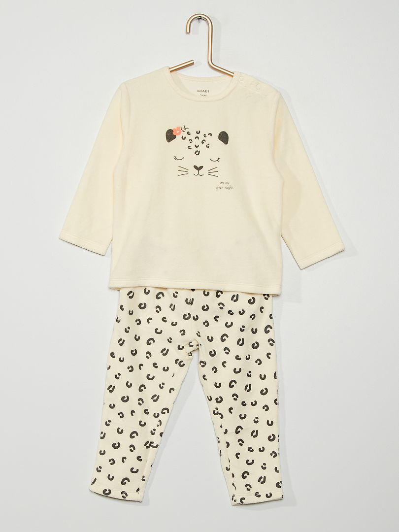 Pyjama velours 'léopard' beige - Kiabi