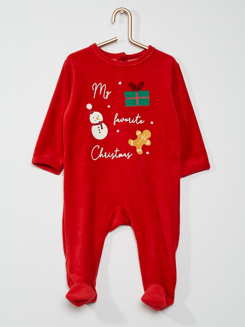 Pyjama velours 'Noël' ROUGE - Kiabi