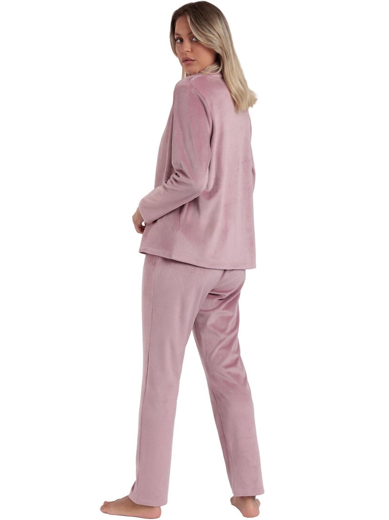Pyjama velours pantalon sweat à col montant Luxury Velvet Rose - Kiabi