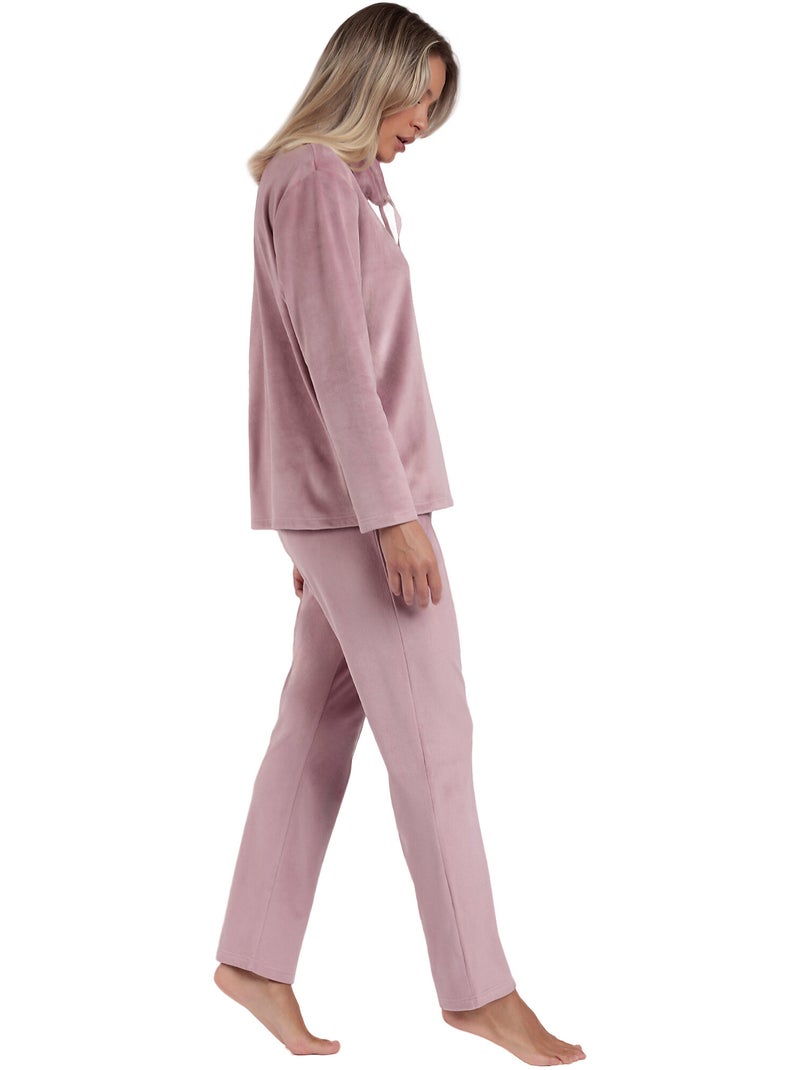 Pyjama velours pantalon sweat à col montant Luxury Velvet Rose - Kiabi