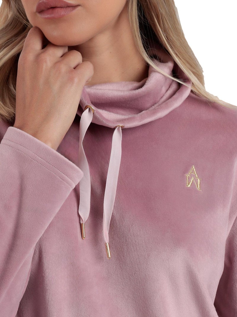 Pyjama velours pantalon sweat à col montant Luxury Velvet Rose - Kiabi