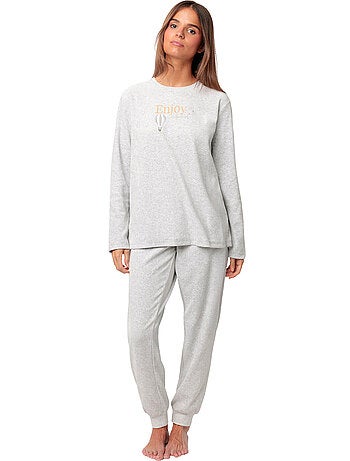Pyjama velours pantalon top manches longues Enjoy Every Moment