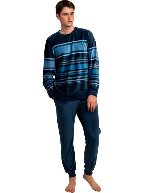 Pyjama velours pantalon top manches longues frostline - Kiabi
