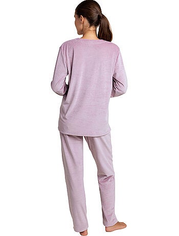 Pyjama velours pantalon top manches longues luxury guipure