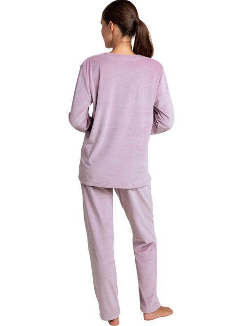 Pyjama velours pantalon top manches longues luxury guipure - Kiabi Pyjama velours pantalon top manches longues luxury guipure - Kiabi