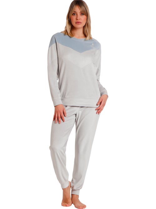 Pyjama velours pantalon top manches longues Soft Home - Kiabi