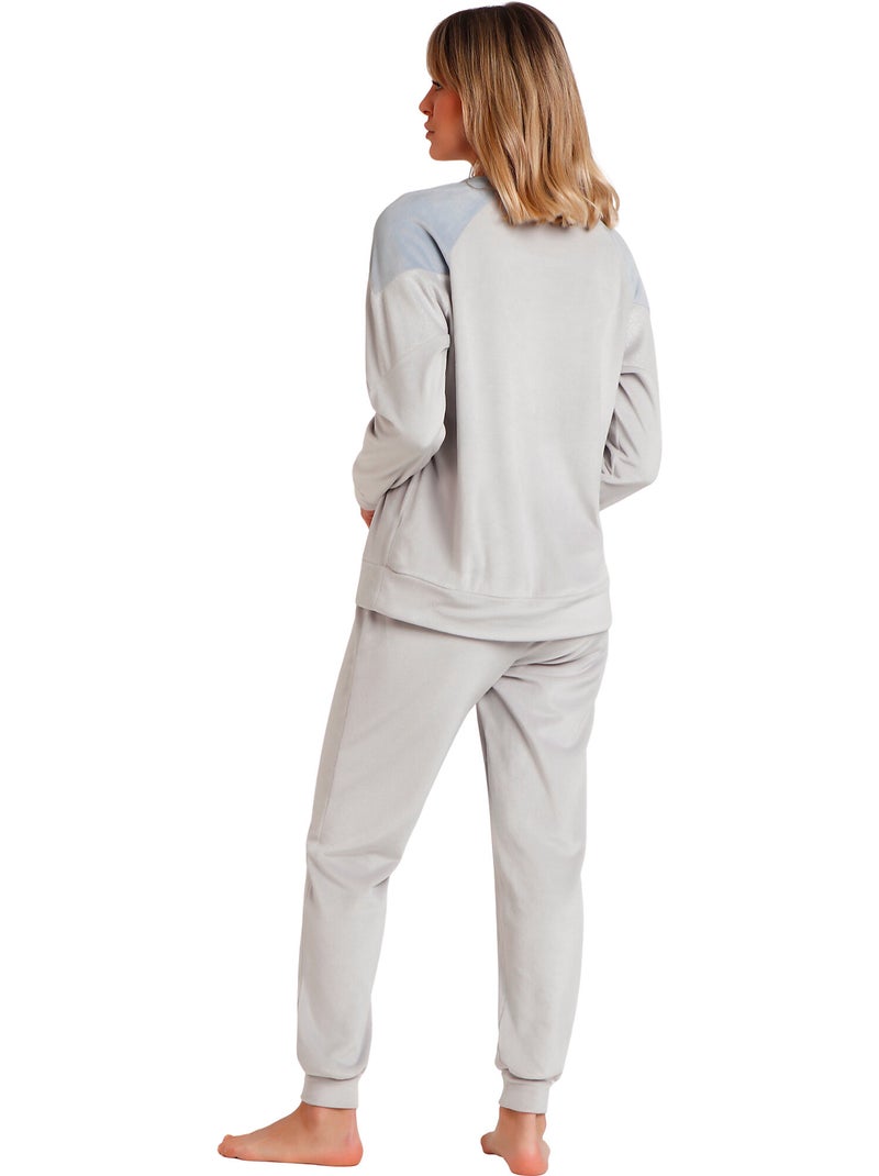 Pyjama velours pantalon top manches longues Soft Home Gris - Kiabi