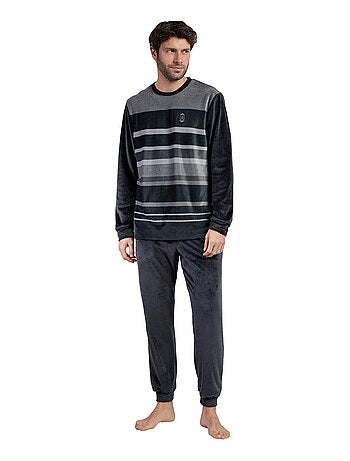 Pyjama velours pantalon top manches longues Stripe Hype