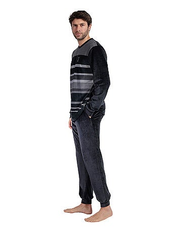 Pyjama velours pantalon top manches longues Stripe Hype
