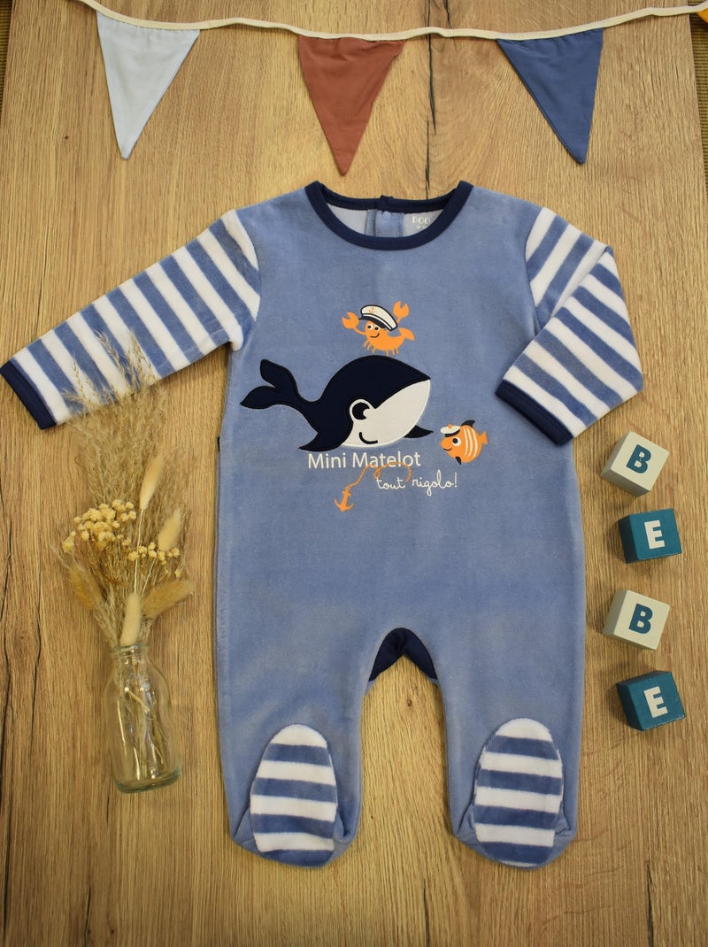 Pyjama Velours 'petit Moussaillon''doo&bo' bleu marine - Kiabi