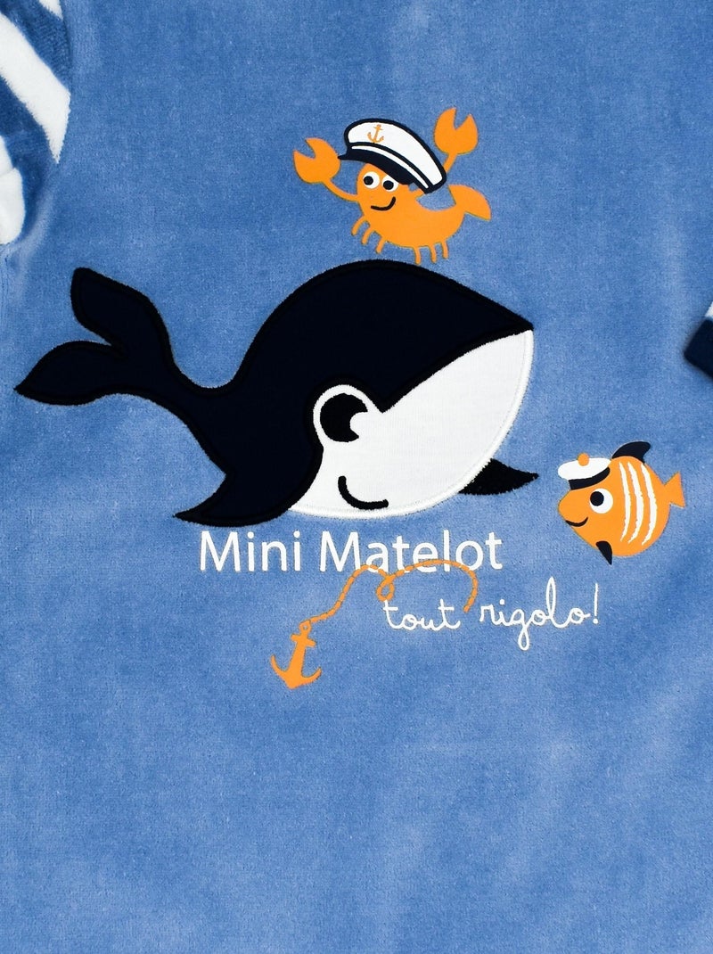 Pyjama Velours 'petit Moussaillon''doo&bo' bleu marine - Kiabi
