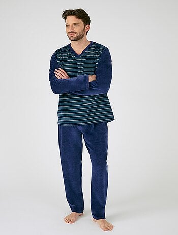 Pyjama velours rayé mélange coton - Damart