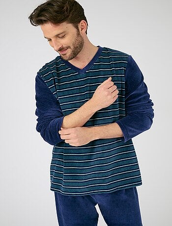 Pyjama velours rayé mélange coton - Damart