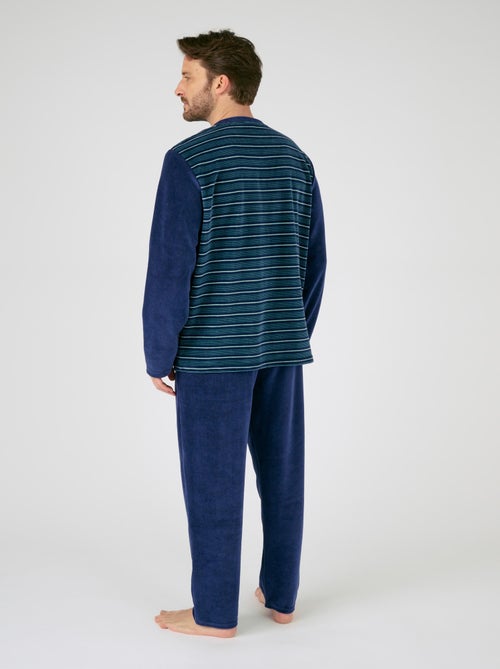 Pyjama velours rayé mélange coton - Damart - Kiabi