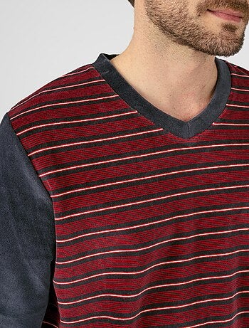 Pyjama velours rayé mélange coton - Damart