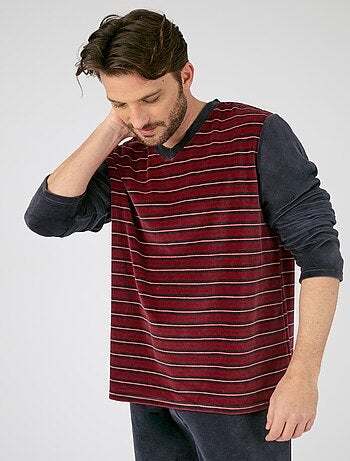 Pyjama velours rayé mélange coton - Damart