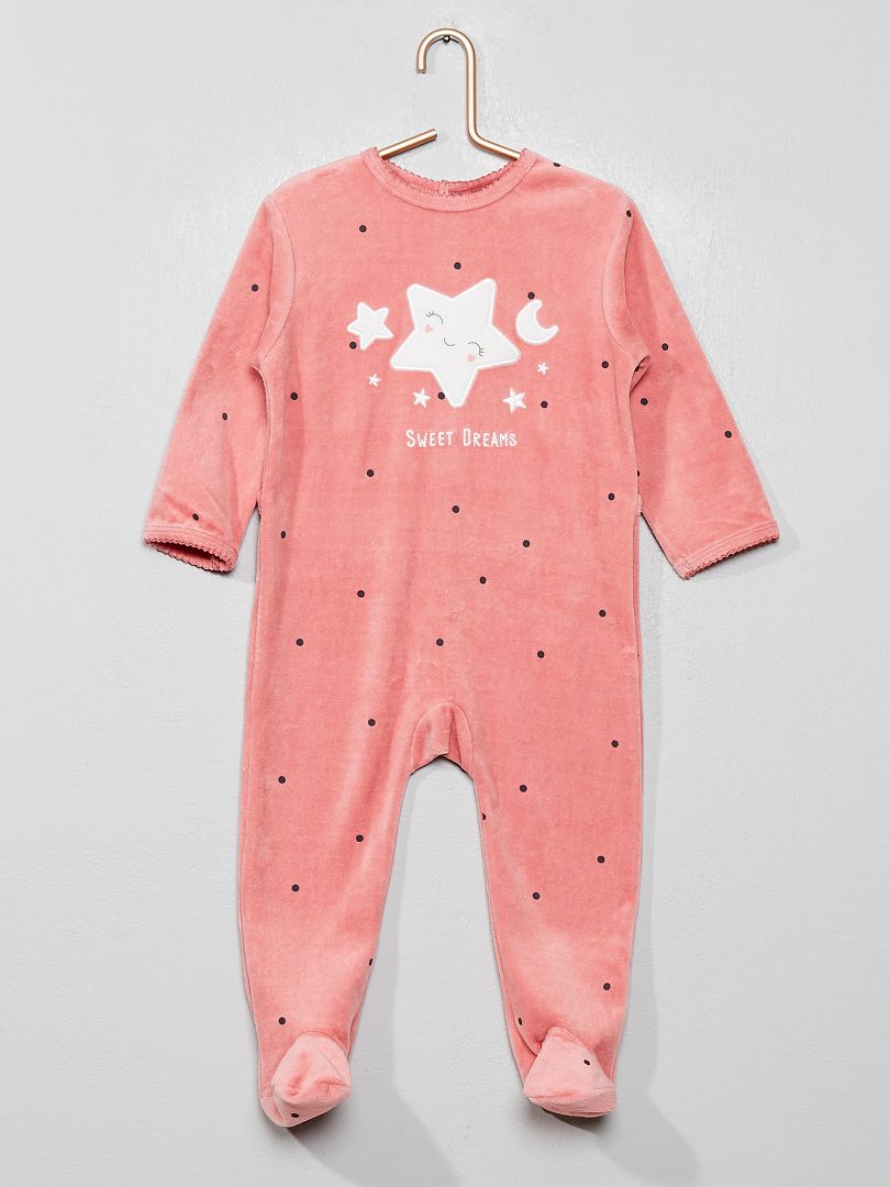 Pyjama velours rose - Kiabi