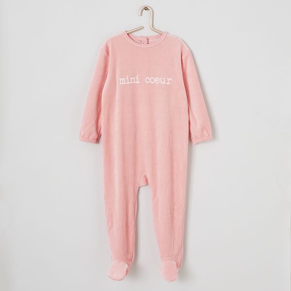 Pyjama Velours Bebe Fille Rose Cœur Kiabi 1